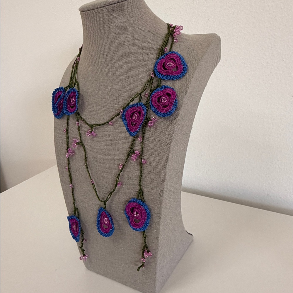 Collectable Traditional Turkish Handcrafted Oya Necklace - Picture 2 of 7